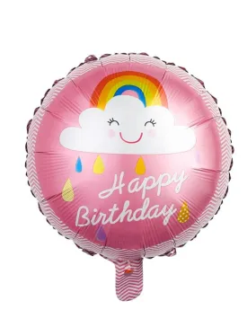 18-Inch Rainbow Happy Birthday Foil Balloon - Vibrant Party Decoration for Adults and Kids - Perfect for Birthdays, Anniversaries, and Baby Showers - Pink Theme