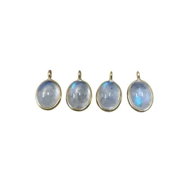 18k Gold Rainbow Moonstone Charm Pendant