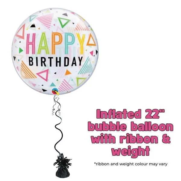 22" Birthday Rainbow Triangles Bubble Balloon