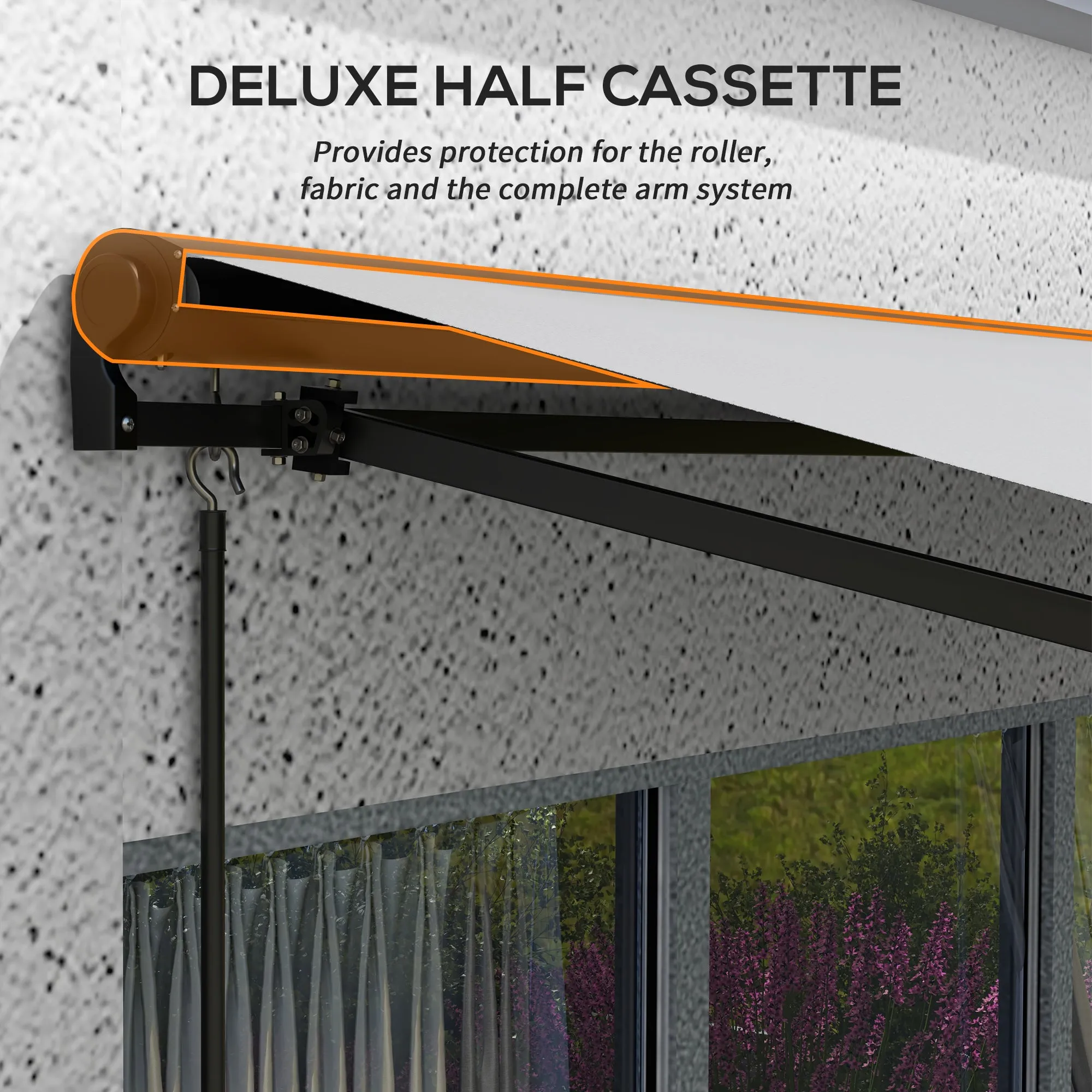 3 x 2m Electric Retractable Awning, Aluminium Frame, Light Grey