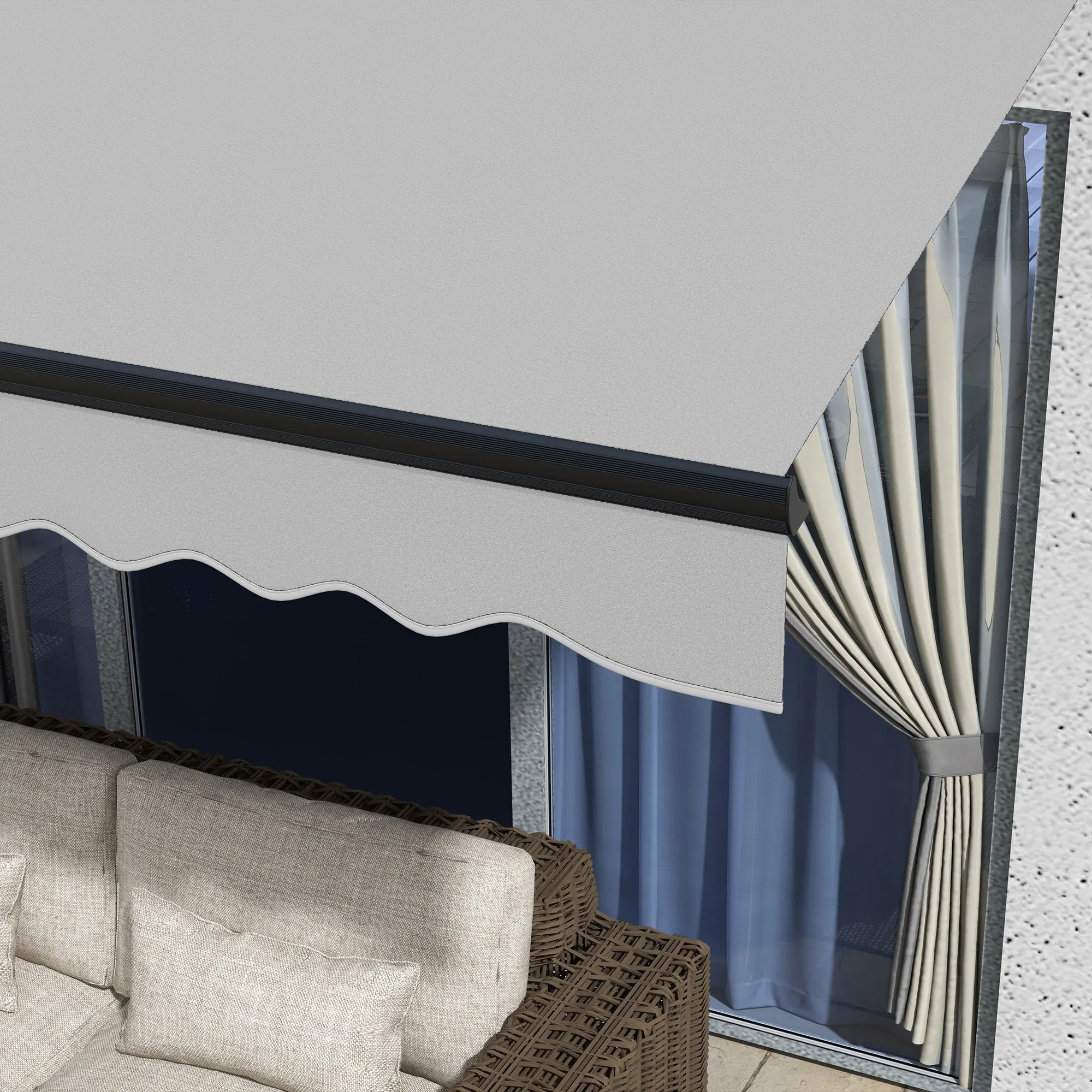 3 x 2m Electric Retractable Awning, Aluminium Frame, Light Grey