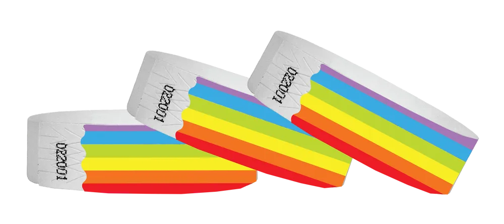 3/4 Tyvek Wristband Design Rainbow