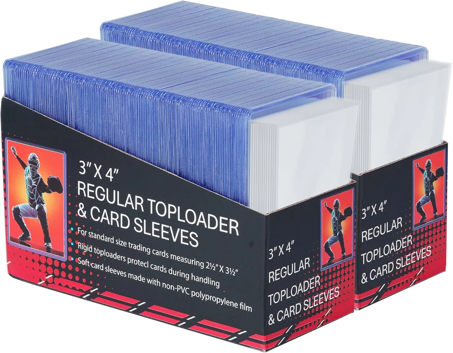 400 Card Sleeves Top Loaders for Cards,3"X4" Baseball Card Protectors,Premium Toploaders for Cards,Hard Plastic Card Holder for Trading Sports Football Game Cards (200 Hard Sleeves 200 Penny Sleeves)