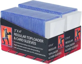 400 Card Sleeves Top Loaders for Cards,3"X4" Baseball Card Protectors,Premium Toploaders for Cards,Hard Plastic Card Holder for Trading Sports Football Game Cards (200 Hard Sleeves 200 Penny Sleeves)