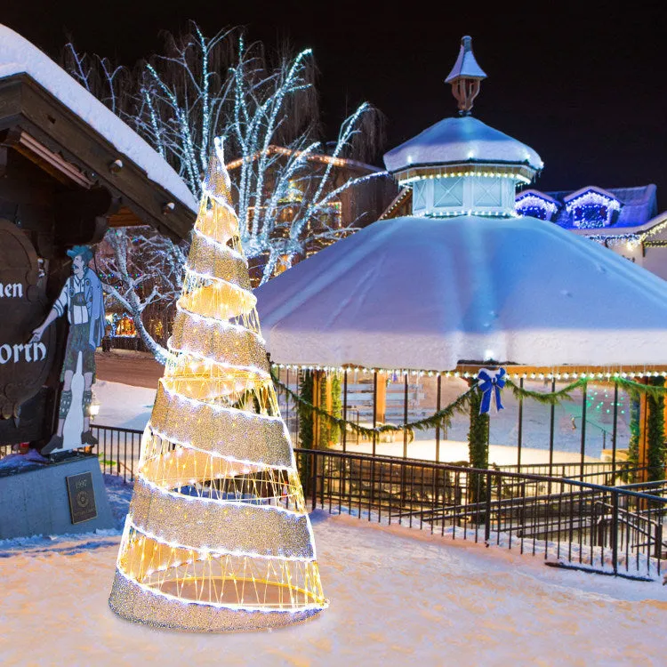 5 Foot Pre-lit Christmas Cone Tree with 300 Warm White and 250 Cold White LED Lights