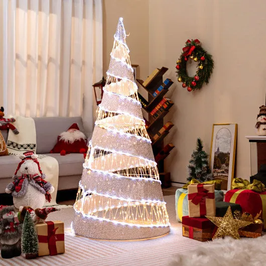 5 Foot Pre-lit Christmas Cone Tree with 300 Warm White and 250 Cold White LED Lights
