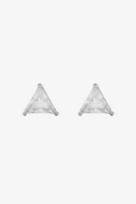 6mm Iced Clear Triangle Stud Earrings
