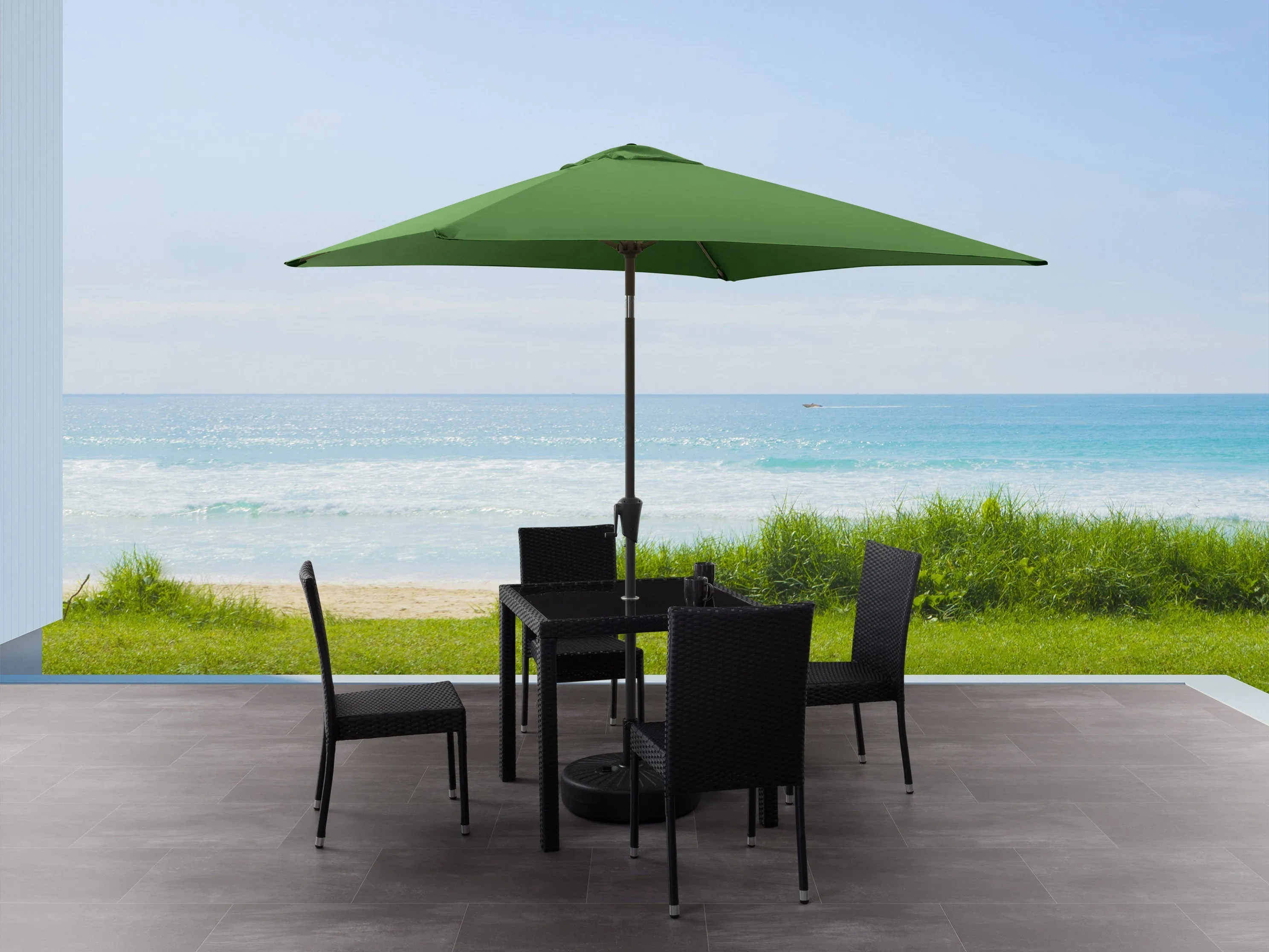 9ft Square Forest Green Patio Umbrella