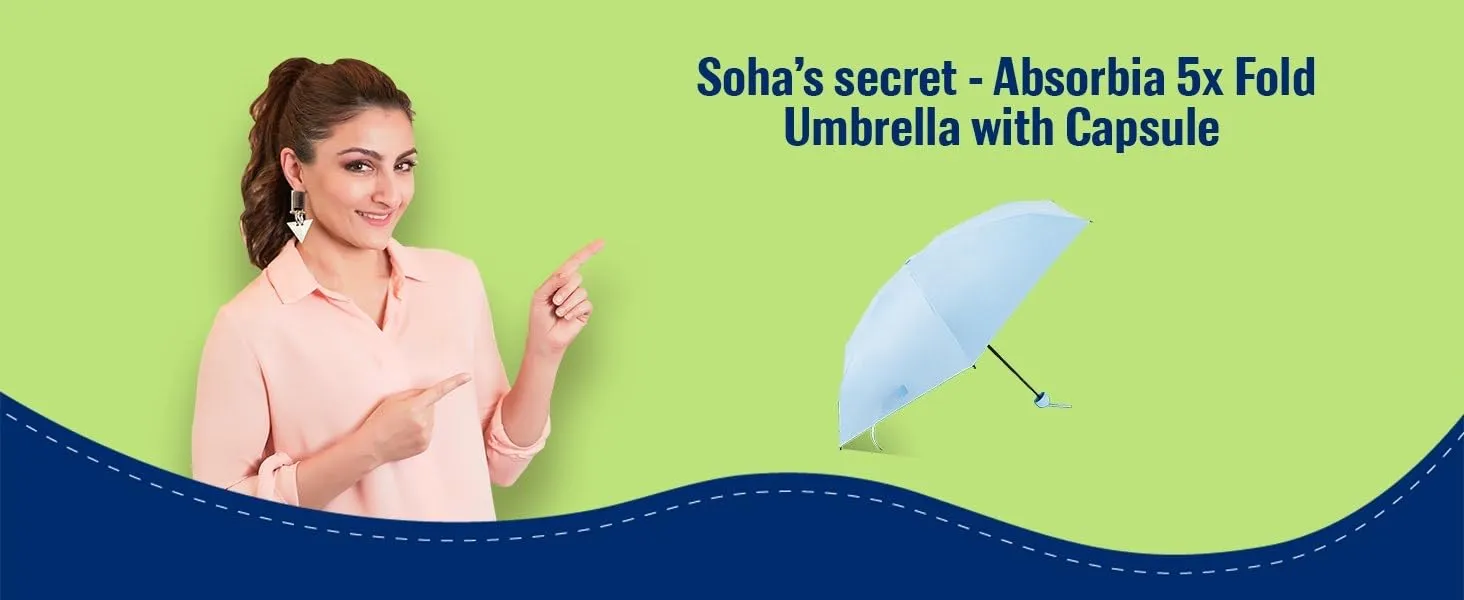 ABSORBIA 3X Folding Umbrella Navy Blue and 5X Folding Umbrella Black (Pack of 2).For Rain & Sun Protection and also windproof | Folding Portable Umbrella with Cover |Fancy and Easy to Travel