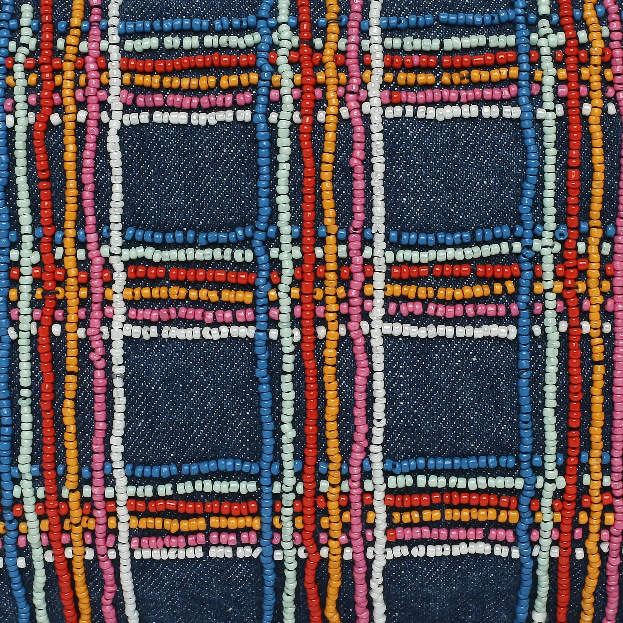 Accessorize London Women's Cotton Blue Rainbow Beaded Pouch