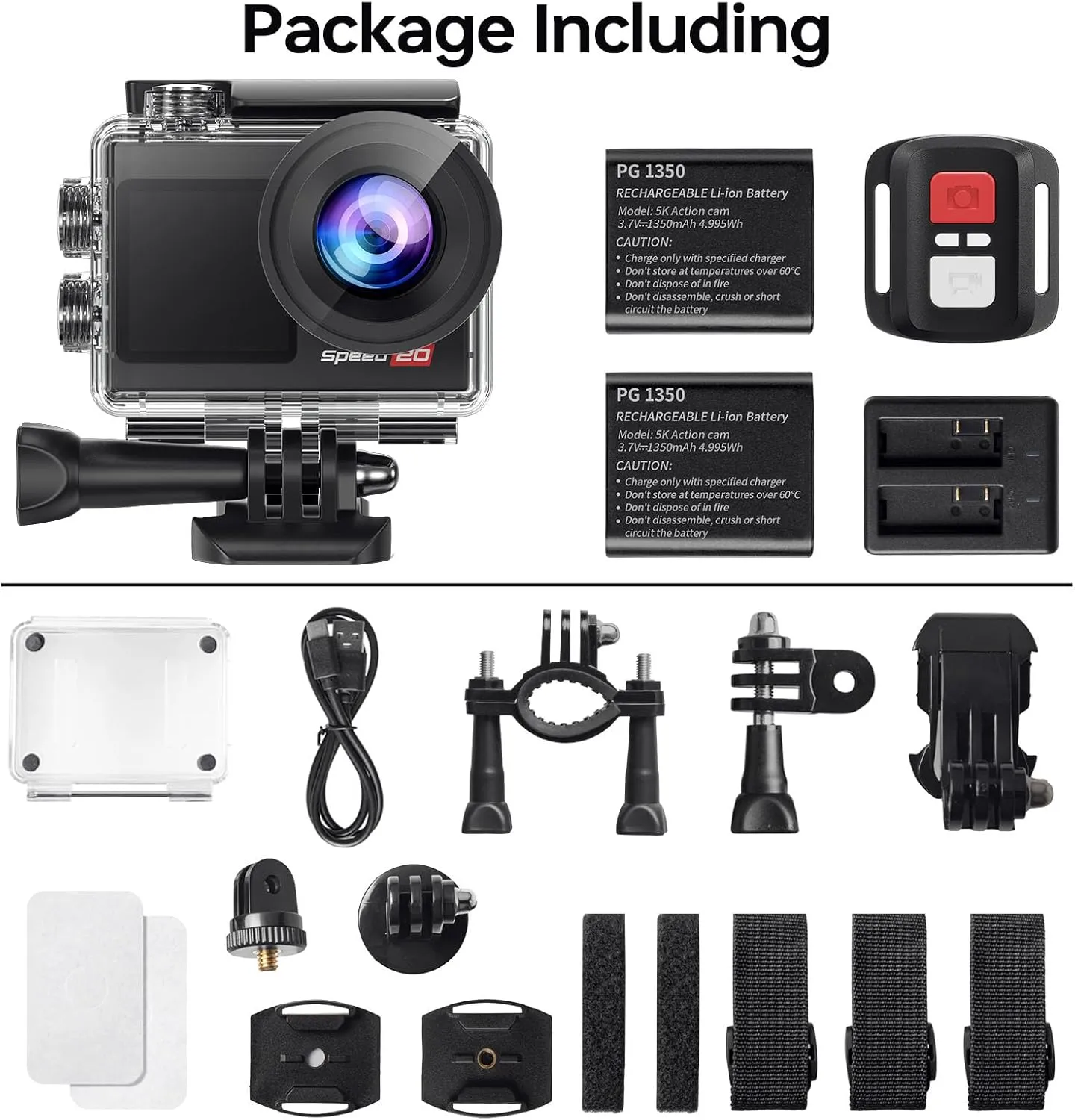 Action Camera 4K60FPS 20MP with Touch Screen EIS Remote Control 131 FT Underwater Camera 5X Zoom Support Video&Photo Editing External Microphone Vlog Camera