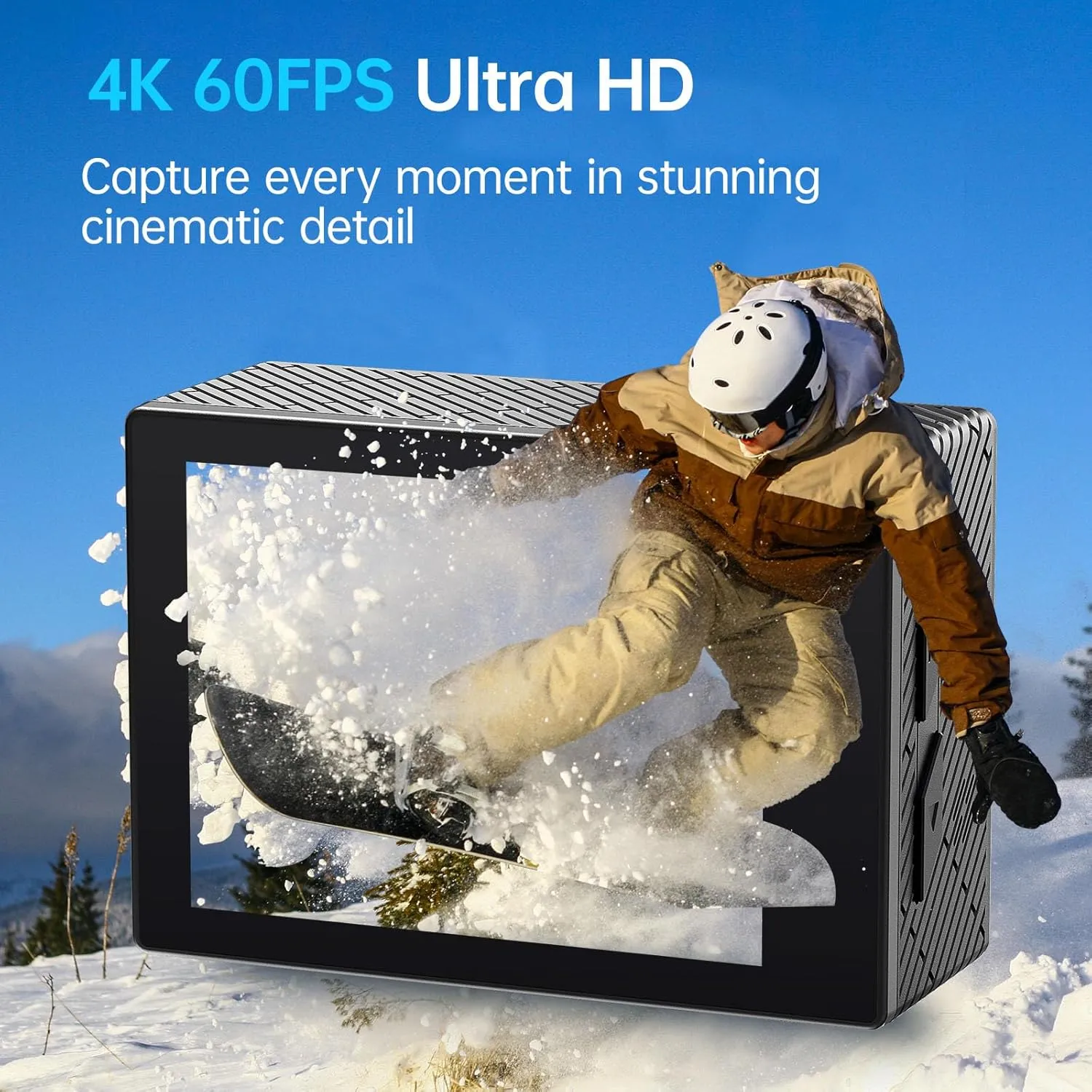 Action Camera 4K60FPS 20MP with Touch Screen EIS Remote Control 131 FT Underwater Camera 5X Zoom Support Video&Photo Editing External Microphone Vlog Camera