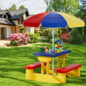 Adjustable Kids Outdoor Table Set with Umbrella - Keezi