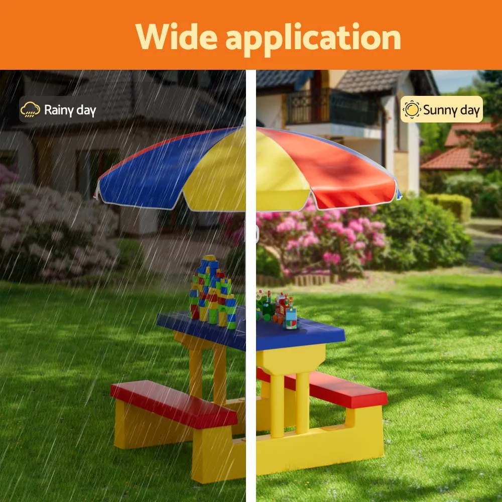 Adjustable Kids Outdoor Table Set with Umbrella - Keezi