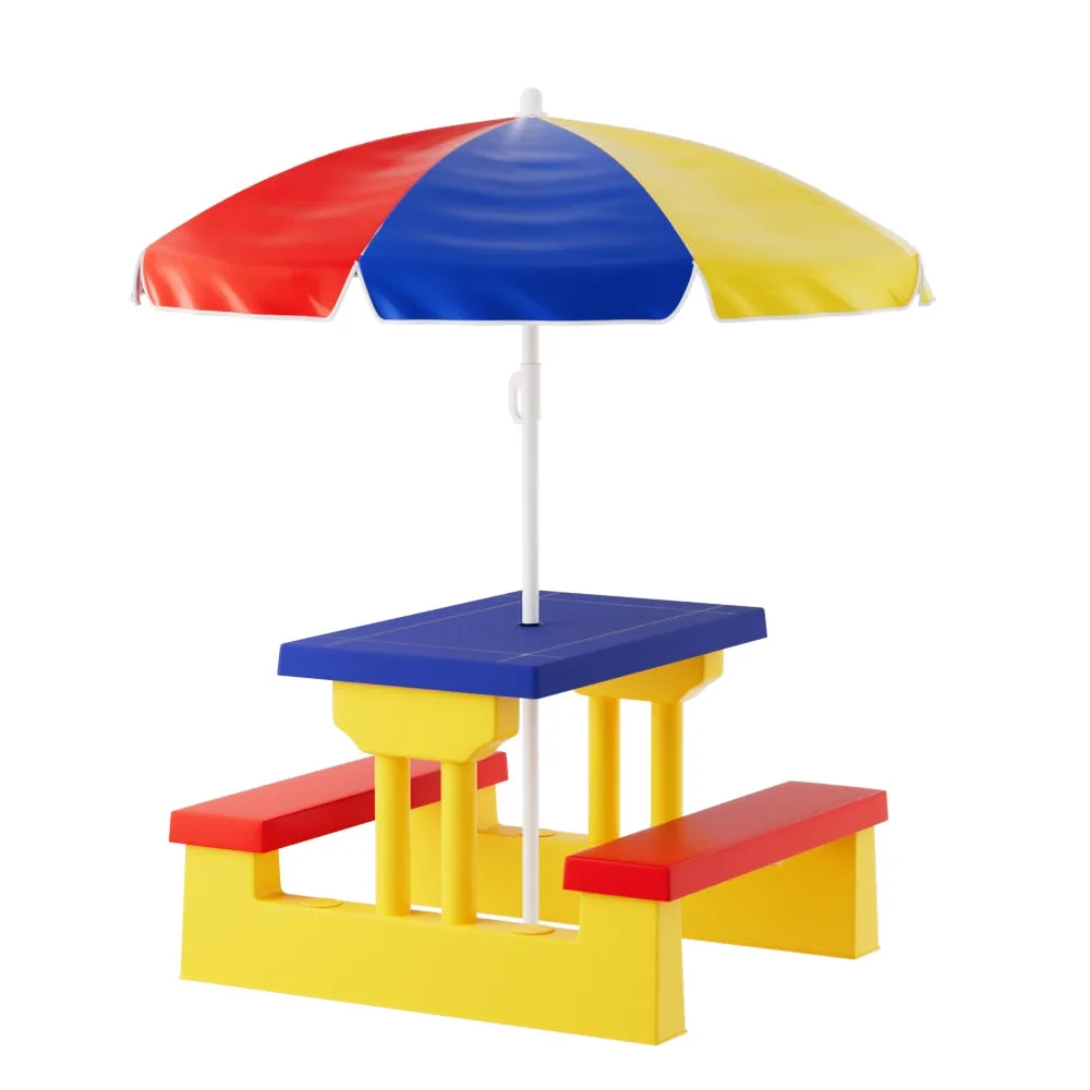 Adjustable Kids Outdoor Table Set with Umbrella - Keezi