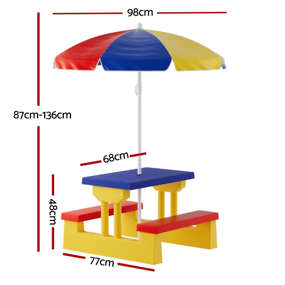 Adjustable Kids Outdoor Table Set with Umbrella - Keezi
