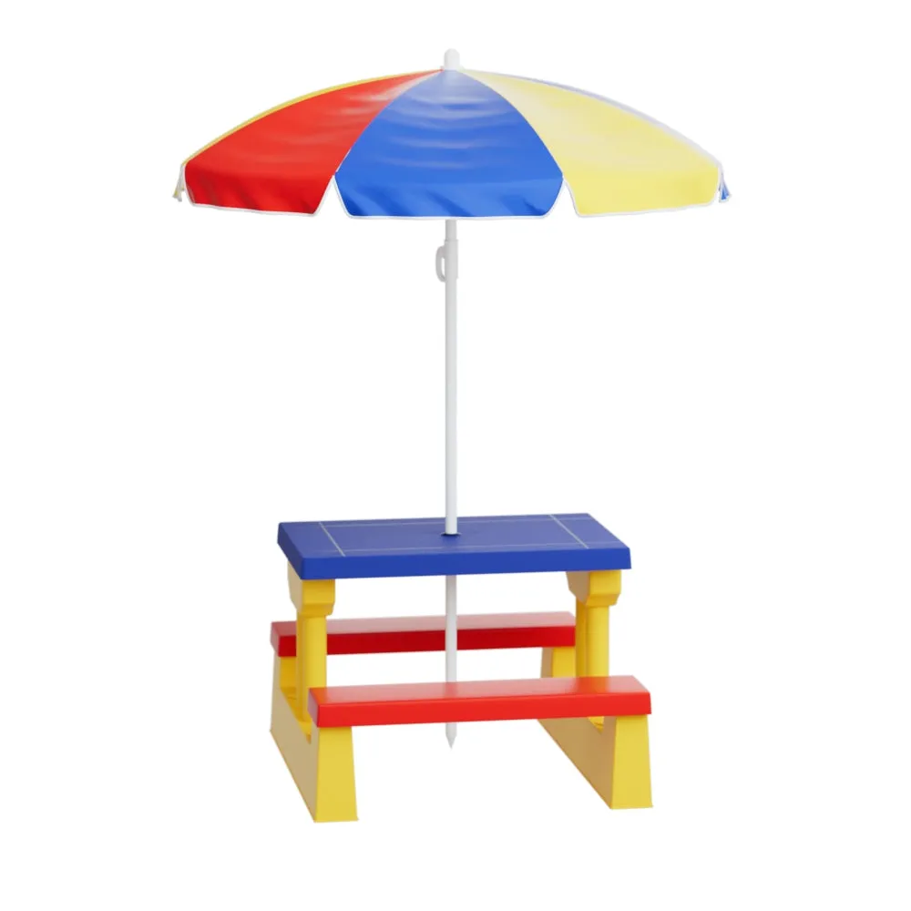 Adjustable Kids Outdoor Table Set with Umbrella - Keezi
