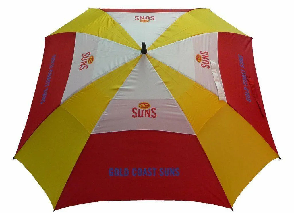 AFL Premium Umbrella - Gold Coast Suns - Rain Weather - 62 Inch Canopy