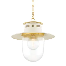 Aged Brass & Cream Lantern Pendant