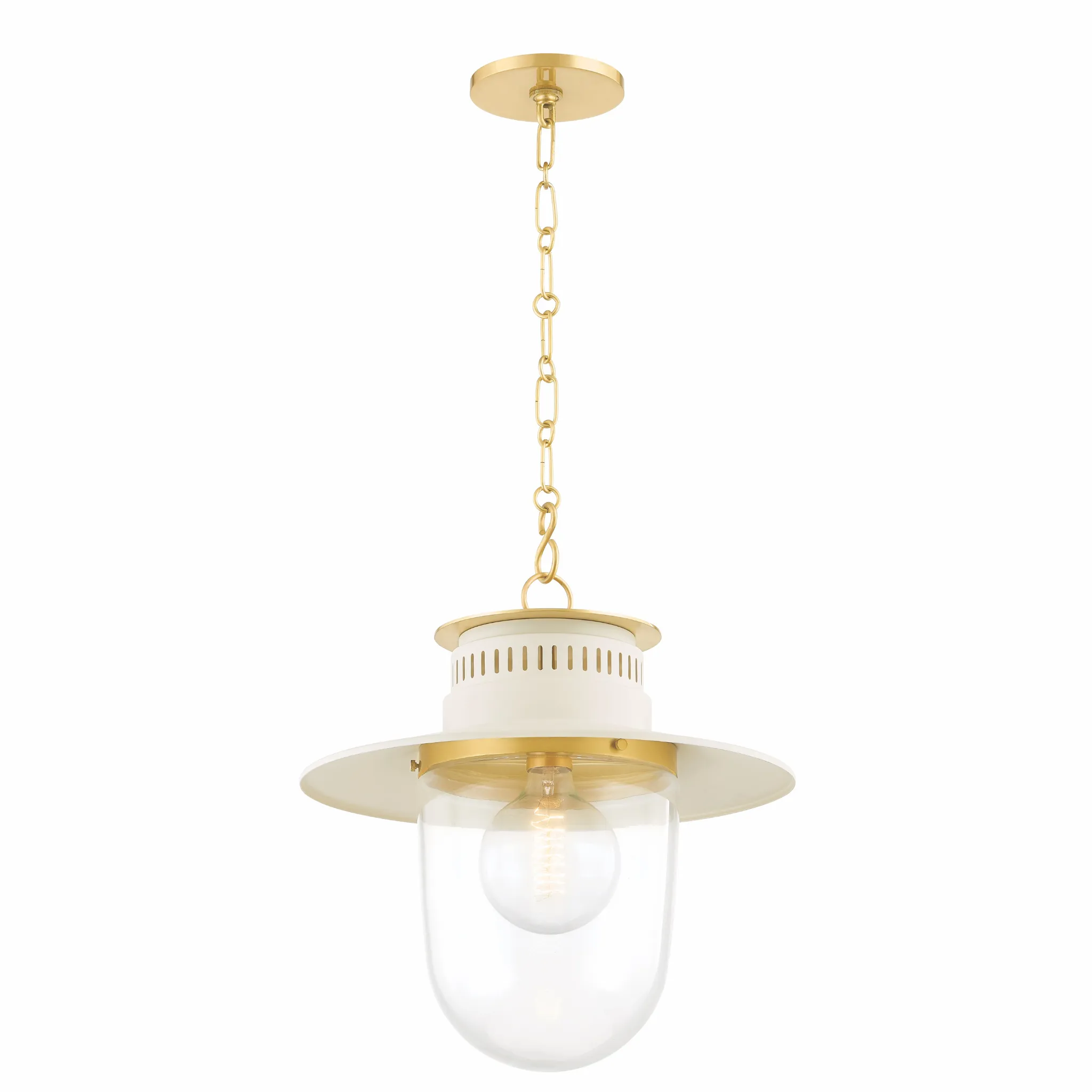 Aged Brass & Cream Lantern Pendant