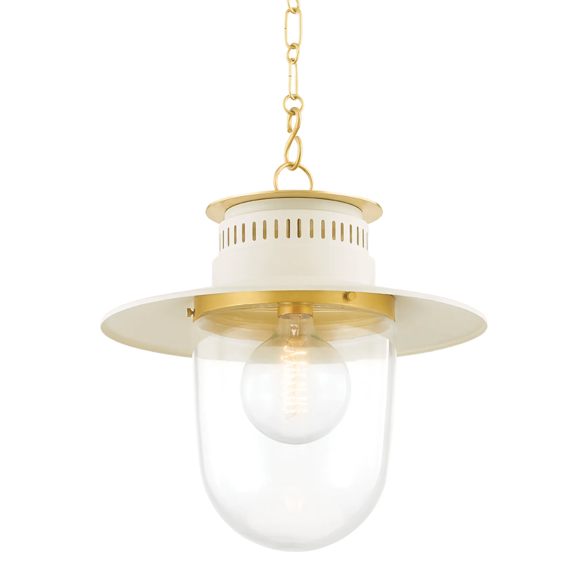 Aged Brass & Cream Lantern Pendant