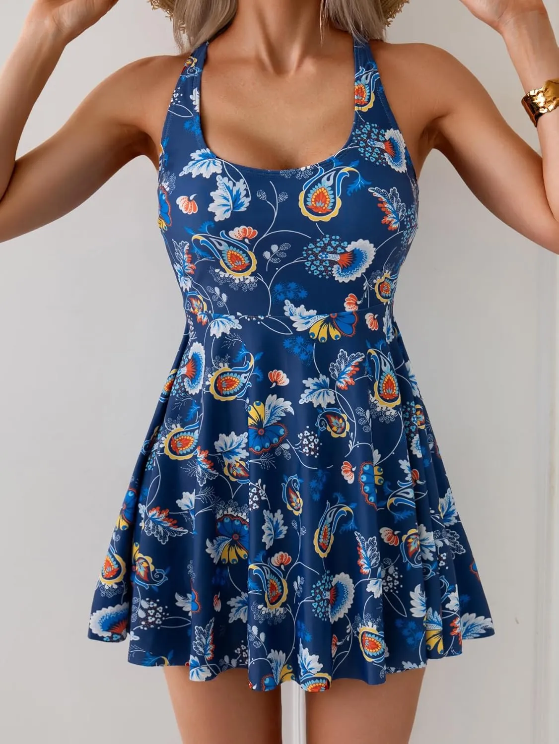 B2prity One Piece Swimdress Swimsuits for Women Tummy Control Swim Dress Cute Modest Skirt Bathing Suit