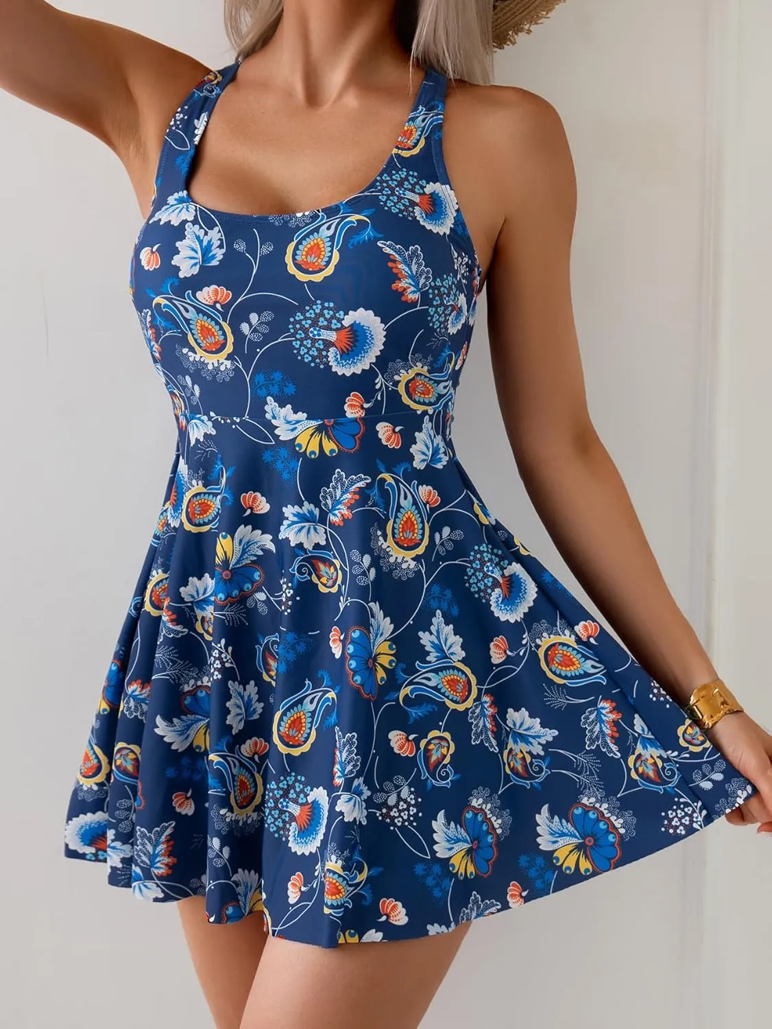 B2prity One Piece Swimdress Swimsuits for Women Tummy Control Swim Dress Cute Modest Skirt Bathing Suit