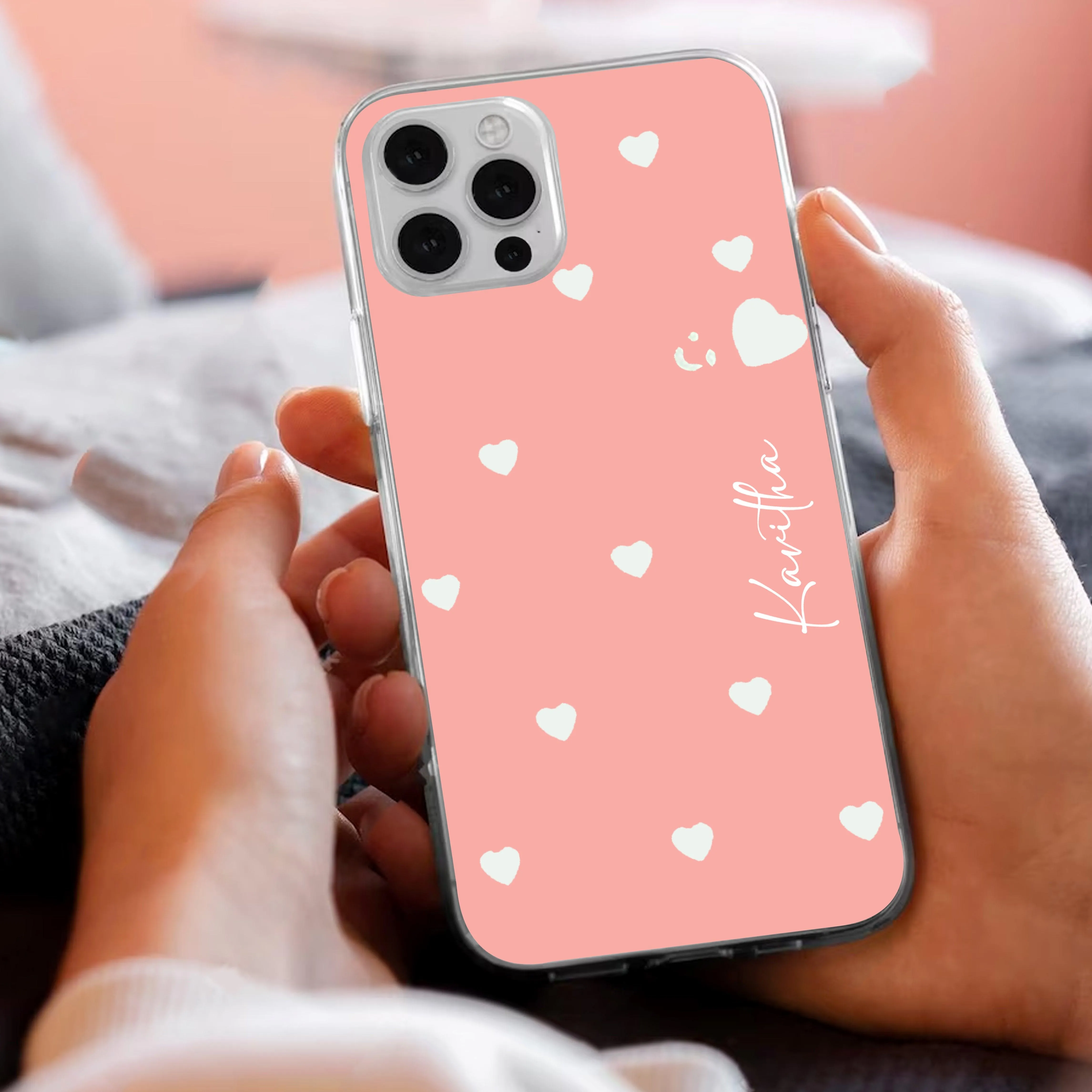Be Loved Customize Transparent Silicon Case Peach For iPhone