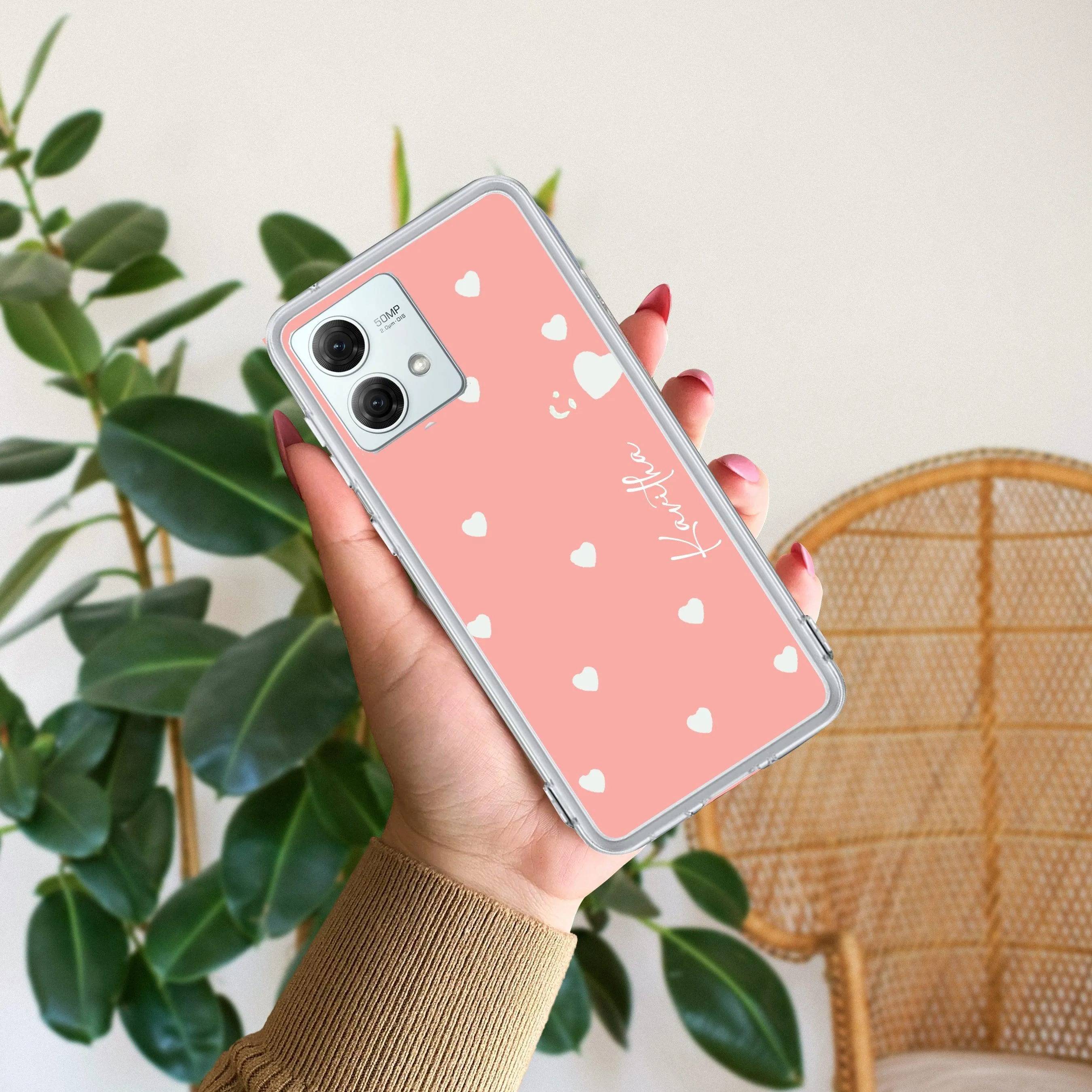 Be Loved Customize Transparent Silicon Case Peach For Motorola