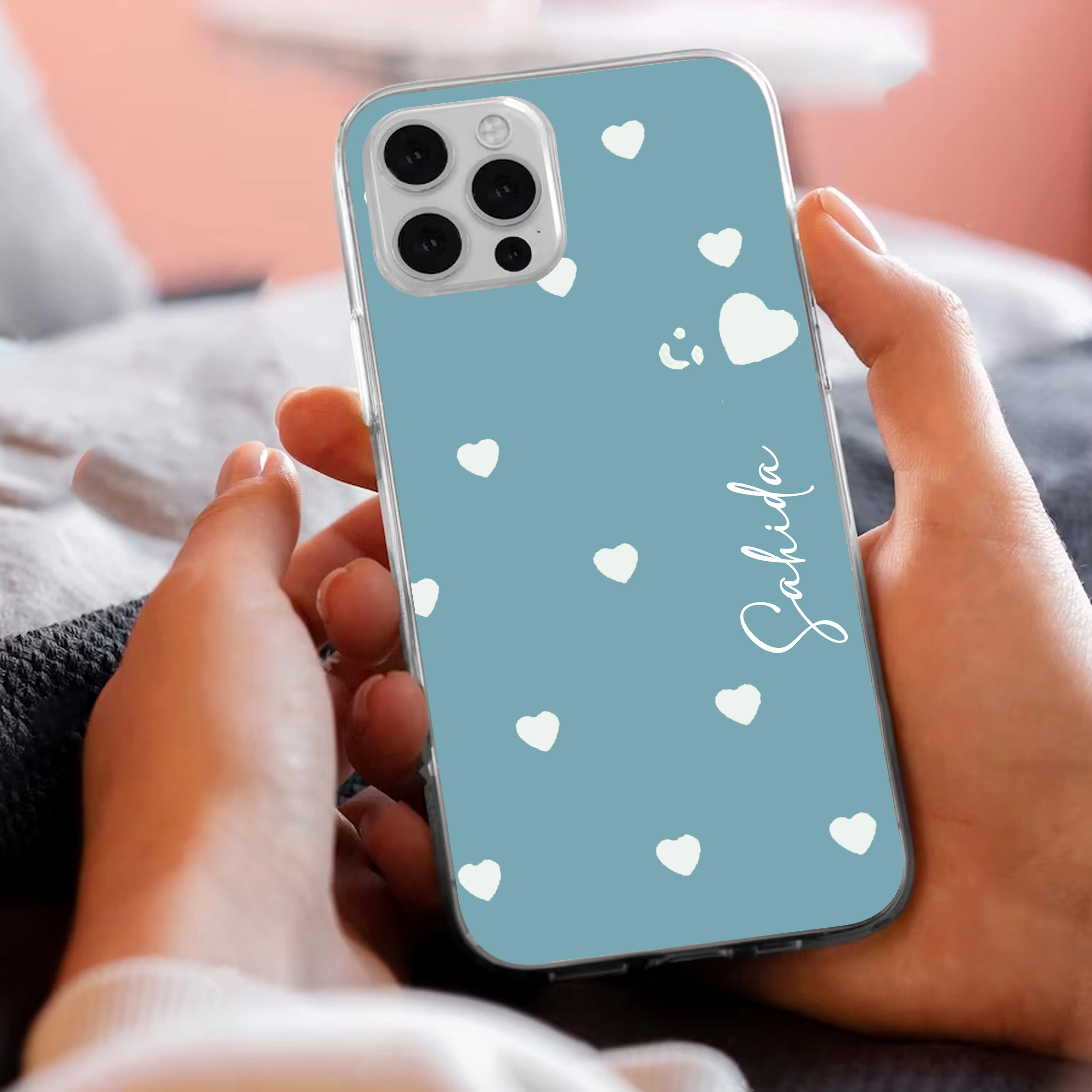 Be Loved Customize Transparent Silicon Case Sky Blue For iPhone
