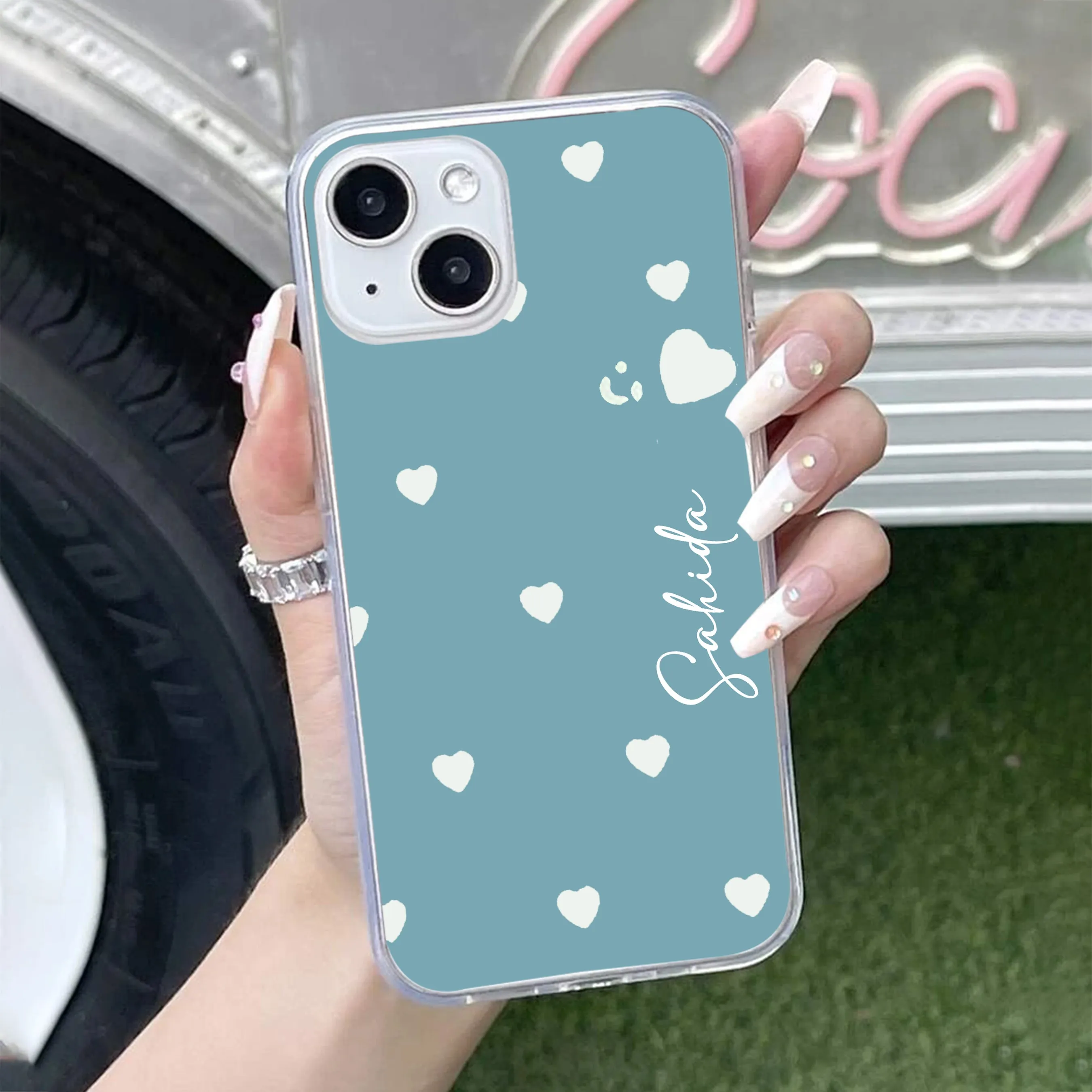 Be Loved Customize Transparent Silicon Case Sky Blue For iPhone