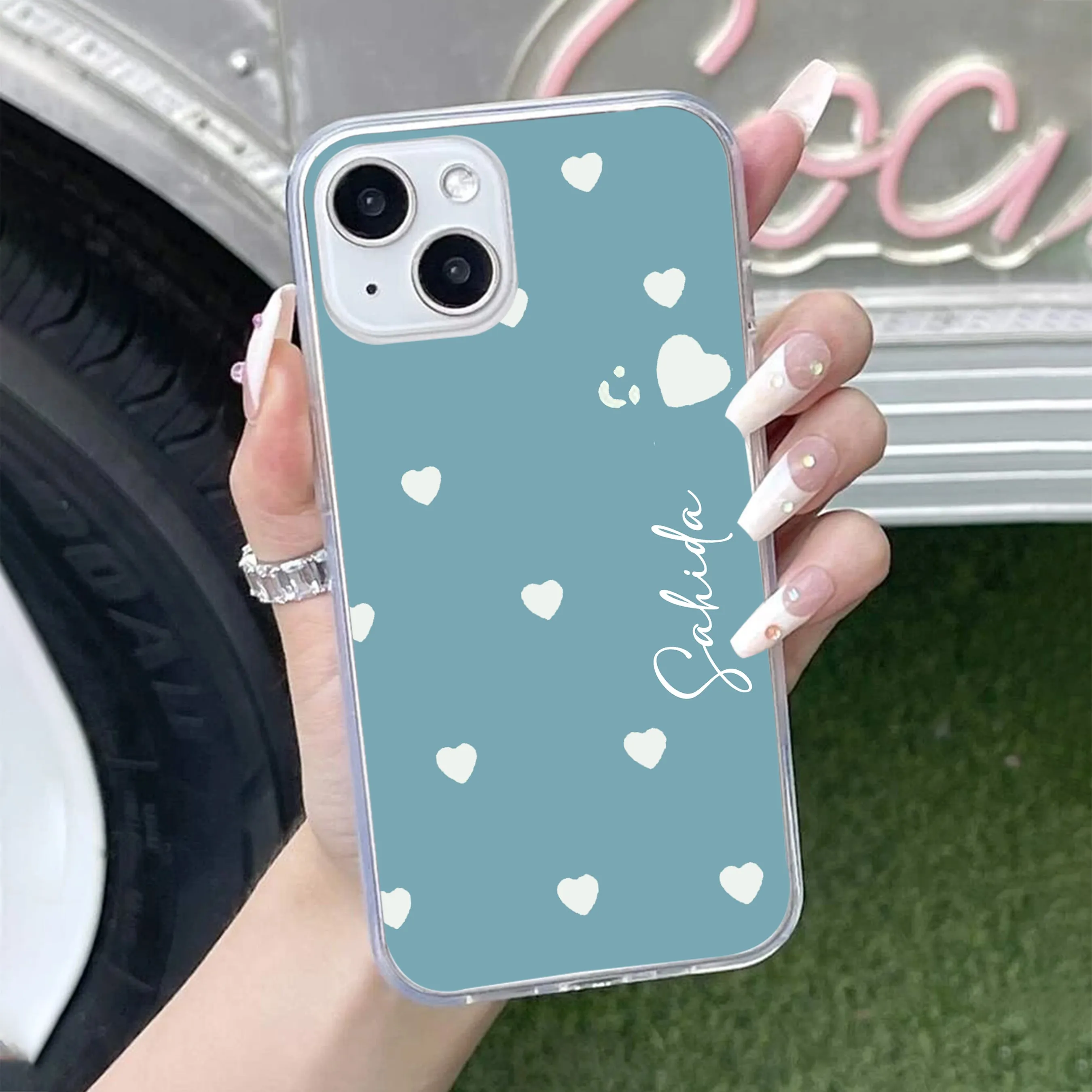 Be Loved Customize Transparent Silicon Case Sky Blue For iPhone
