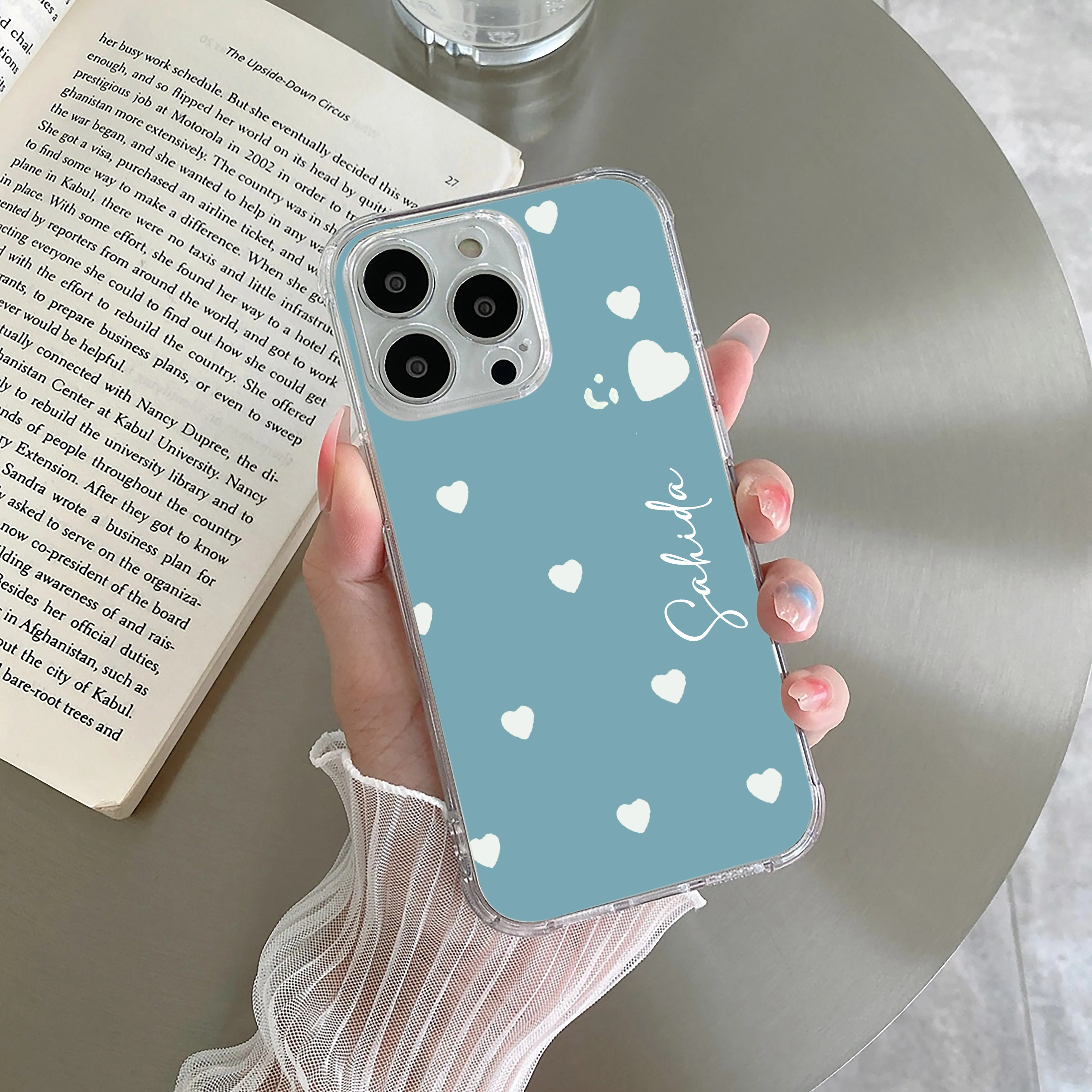 Be Loved Customize Transparent Silicon Case Sky Blue For iPhone