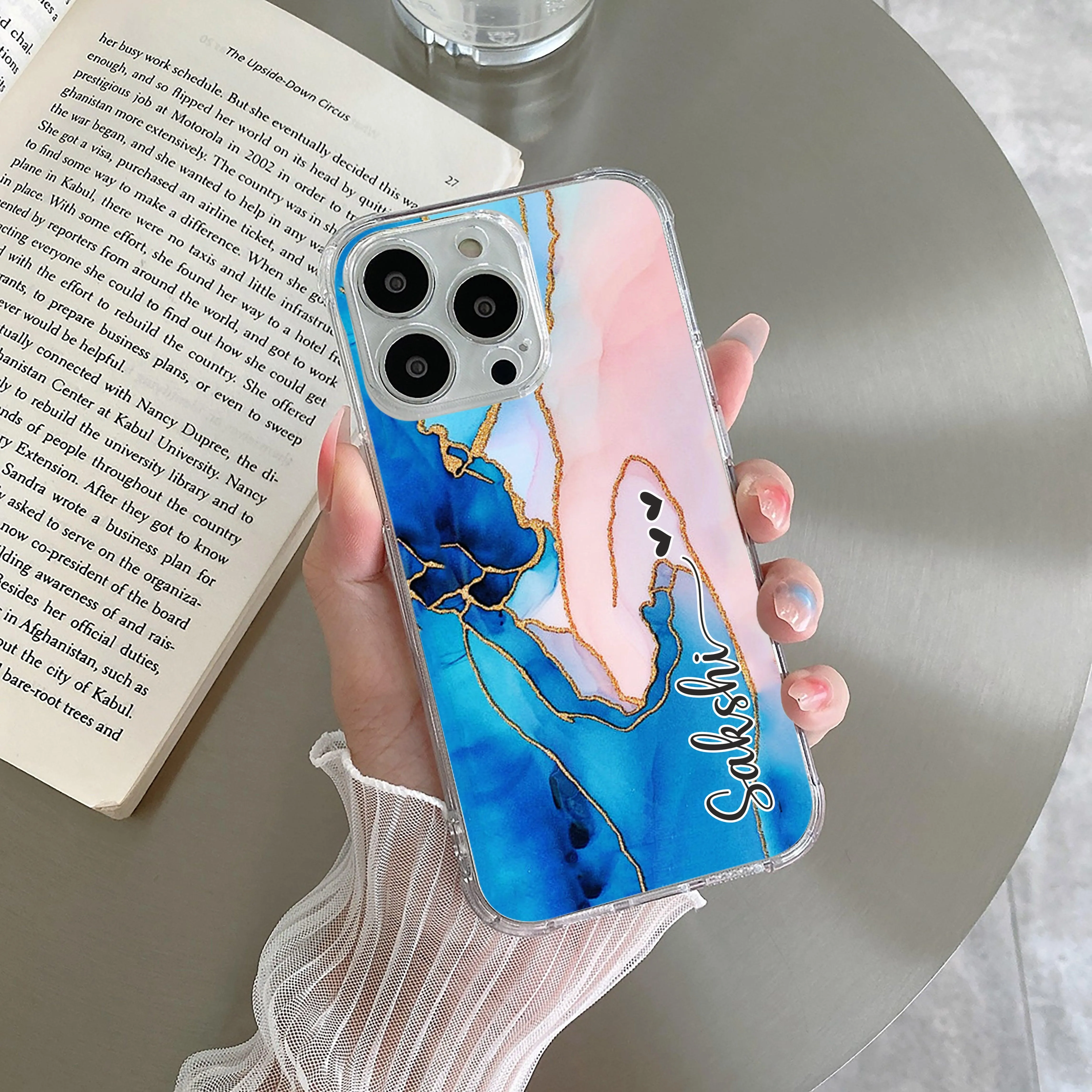 Blue Gradient Marble Customize Transparent Silicon Case For Oppo