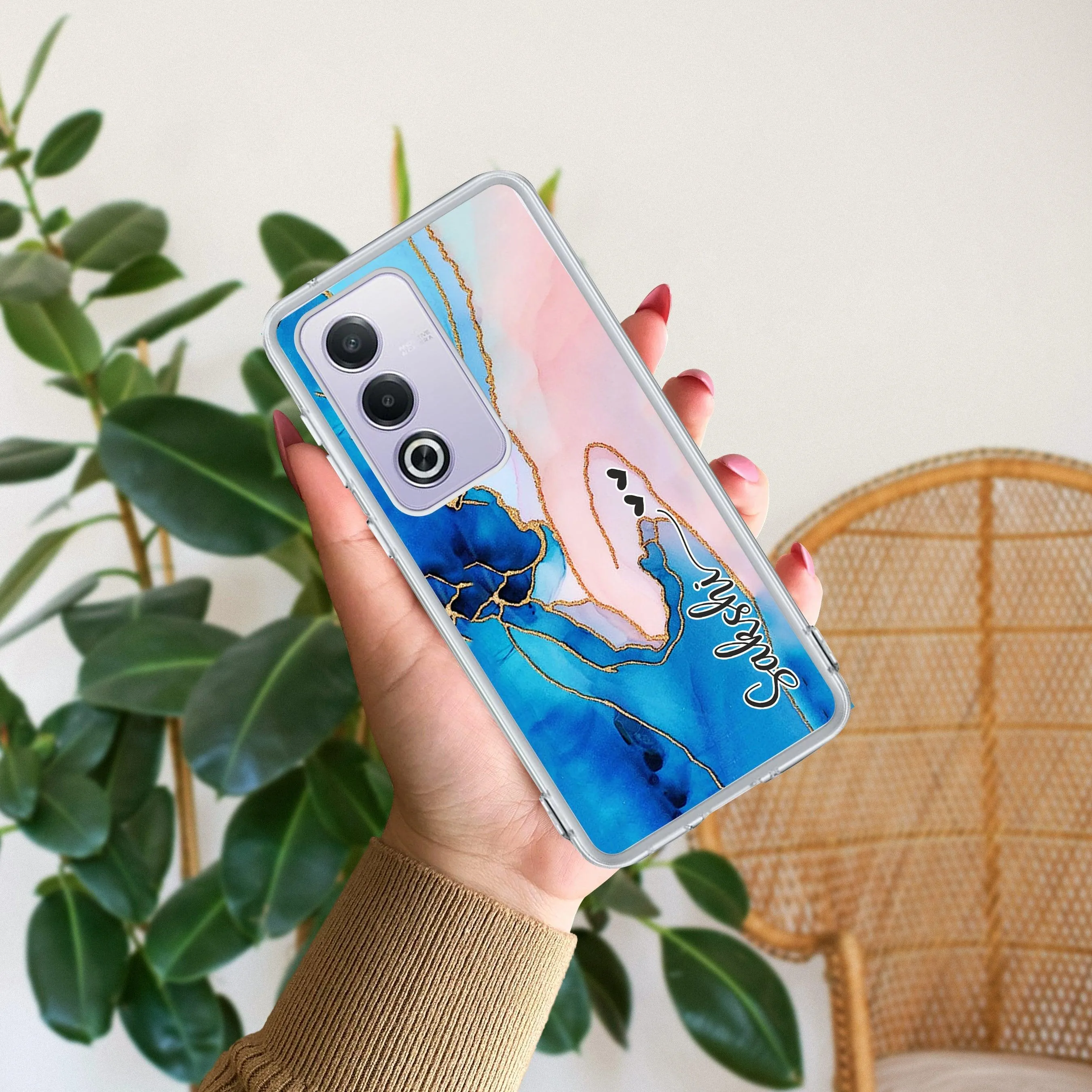 Blue Gradient Marble Customize Transparent Silicon Case For Oppo