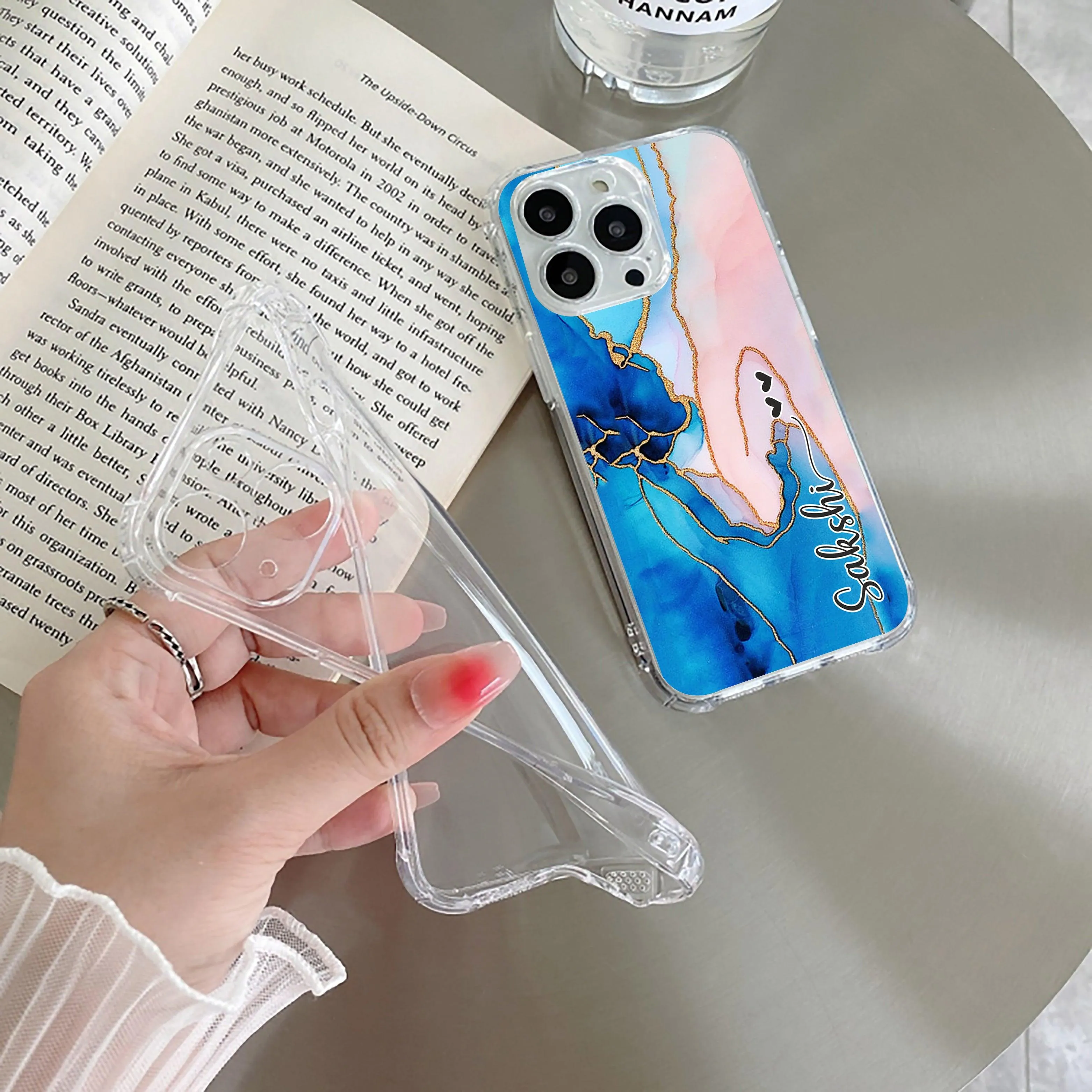 Blue Gradient Marble Customize Transparent Silicon Case For Oppo