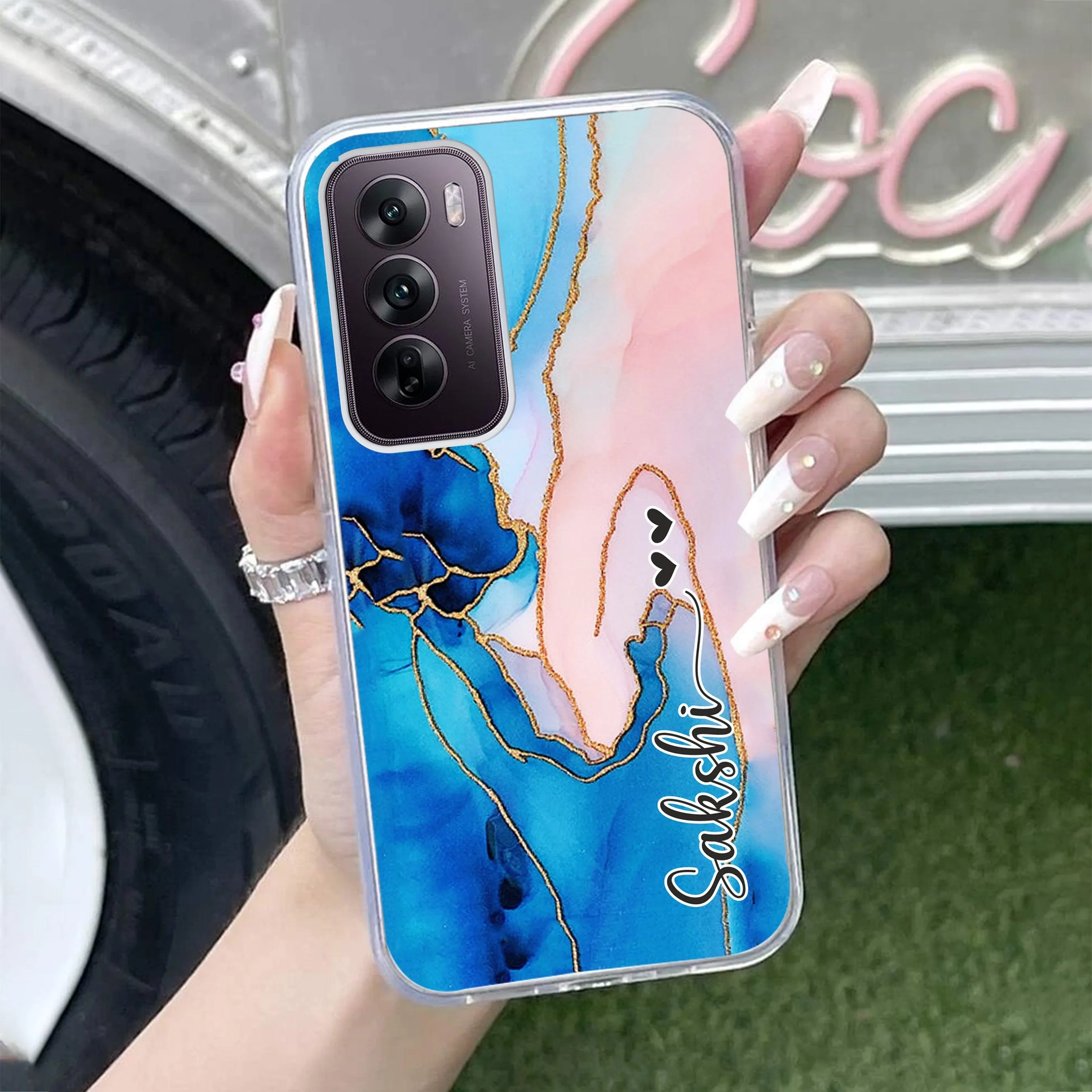 Blue Gradient Marble Customize Transparent Silicon Case For Oppo
