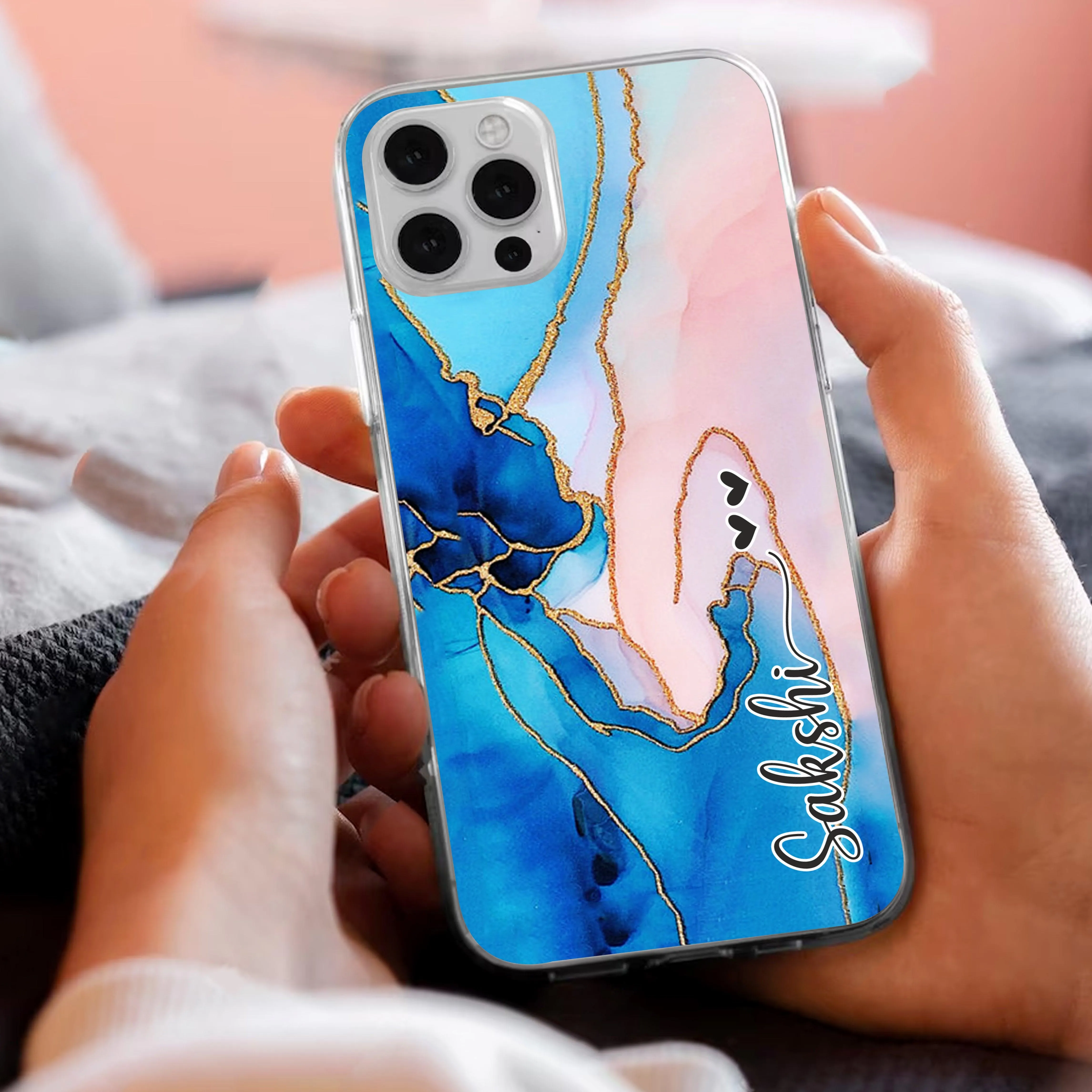 Blue Gradient Marble Customize Transparent Silicon Case For Oppo