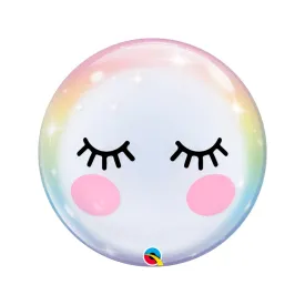 Bubble Eyelashes Unicorn Rainbow Pretty Pastel Balloon Large Transparent 22 inch Balloon, Unicorn Theme Birthday Party Balloon Rainbow Party