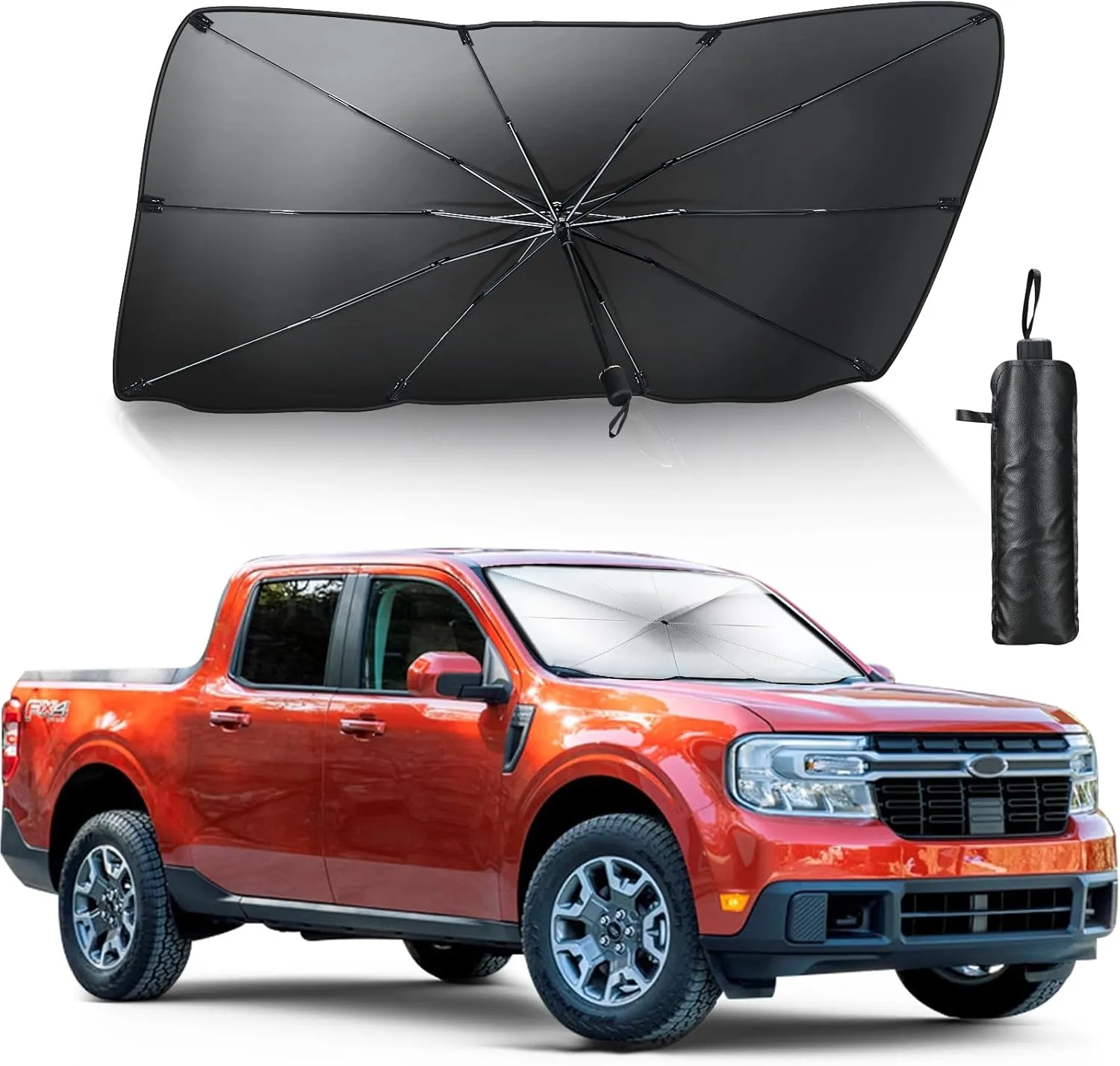 Car Windshield Sun Shade Umbrella, Foldable Car Umbrella Sunshade Cover Protect Vehicle from UV Sun, Easy to Store and Use, Keeps Vehicle Cool, Fit Most Vehicle (57 x 31 inches)
