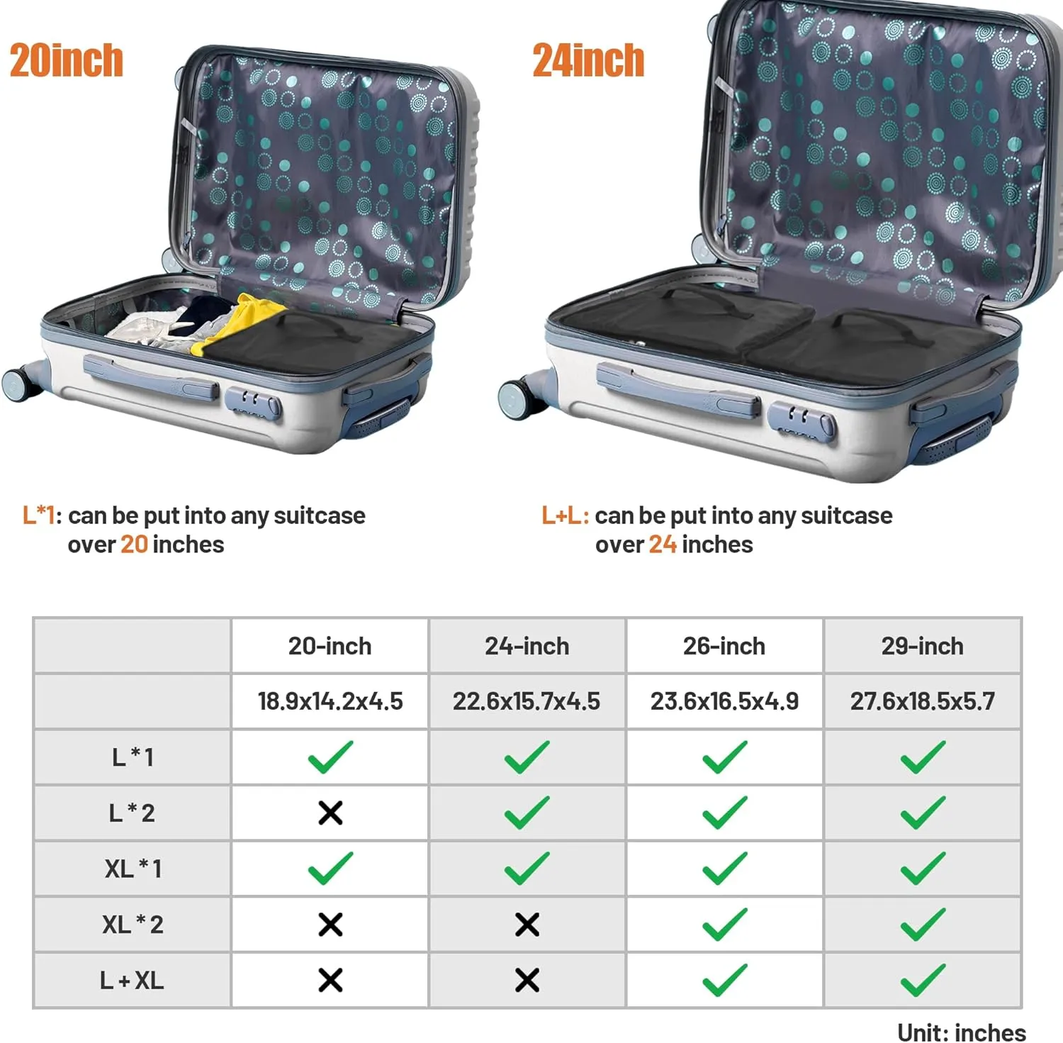 Caroeas Portable Hanging Travel Shelves Bag Suitcase Organizer Carry-on Closet Packing Cubes for Travel, 3-Shelf Suitcase Closet with 2 Hooks, Large Capacity, Black