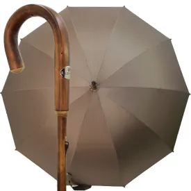 Carved From One Piece of Chestnut Wood - Beige Checked Twill Umbrella