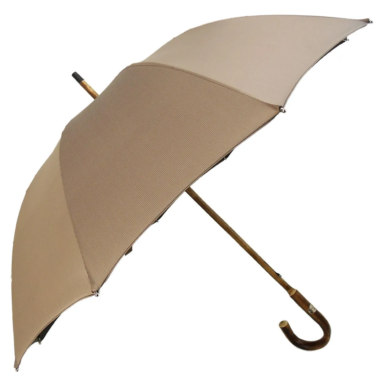 Carved From One Piece of Chestnut Wood - Beige Checked Twill Umbrella
