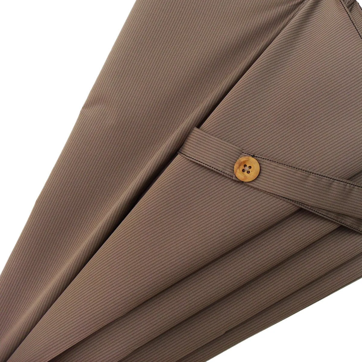 Carved From One Piece of Chestnut Wood - Beige Checked Twill Umbrella