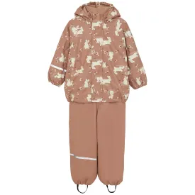 CeLaVi Tawny Brown Rain Suit - Aop, w. Fleece lining