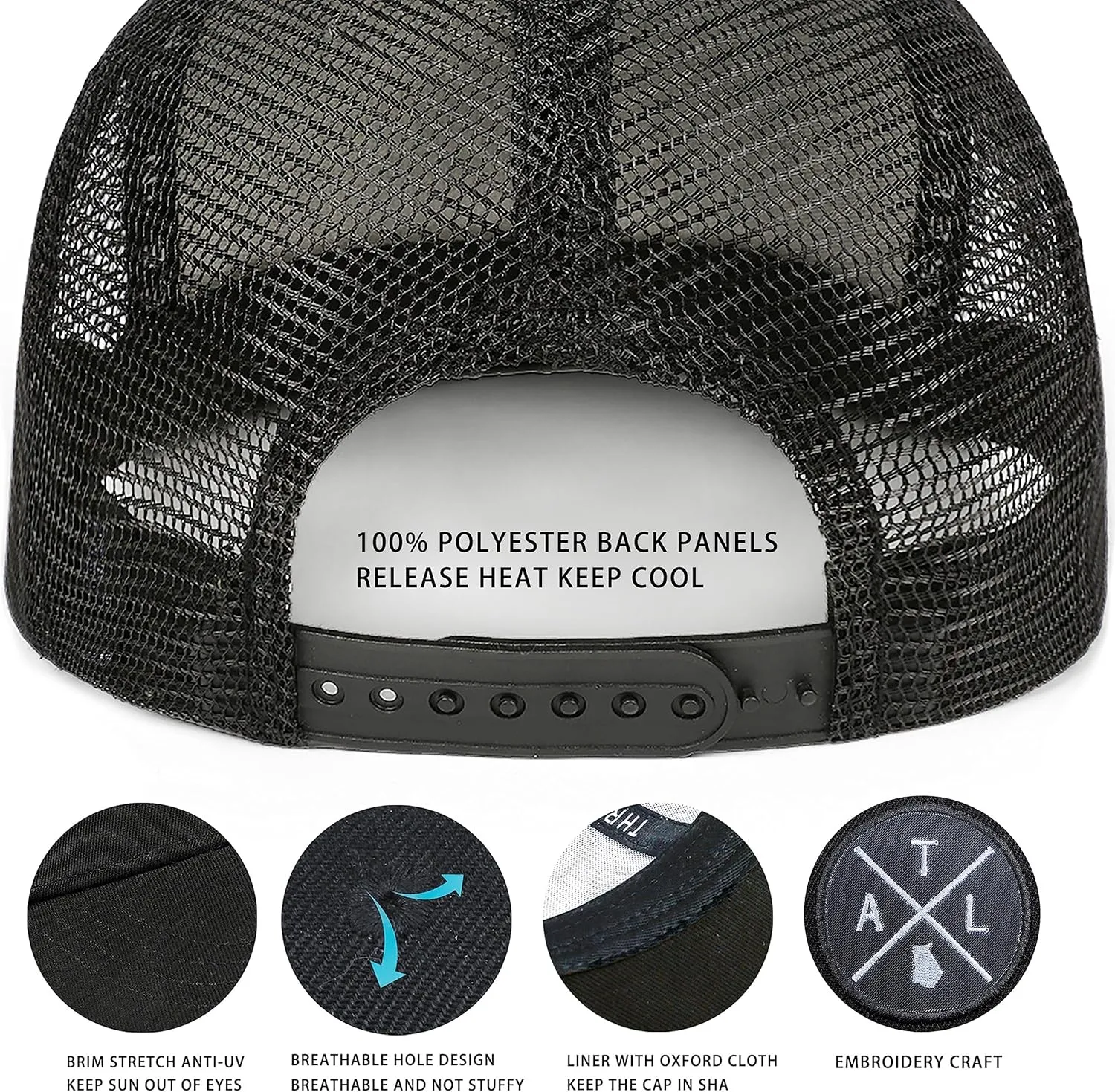 City Flat Brim Snapback Trucker Hat Mesh Hip Hop Flat Bill hat for Men & Women Unite State Adjustable Baseball Cap