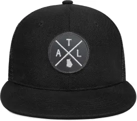 City Flat Brim Snapback Trucker Hat Mesh Hip Hop Flat Bill hat for Men & Women Unite State Adjustable Baseball Cap
