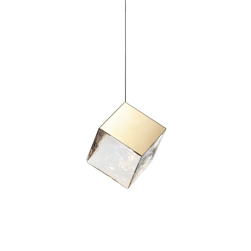 Crystal and Metal Cube Pendant | Pyrite
