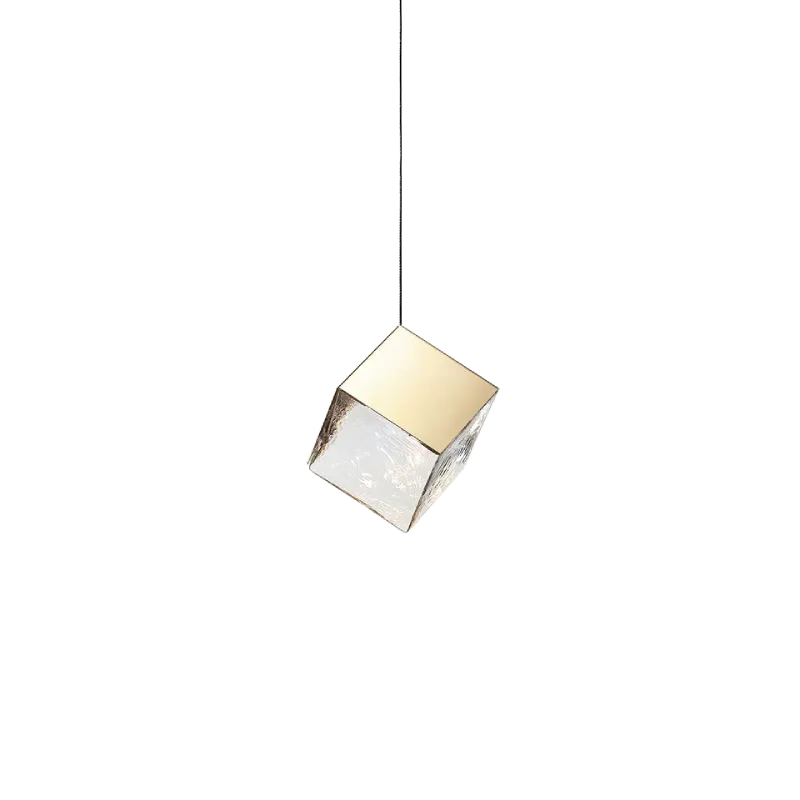 Crystal and Metal Cube Pendant | Pyrite