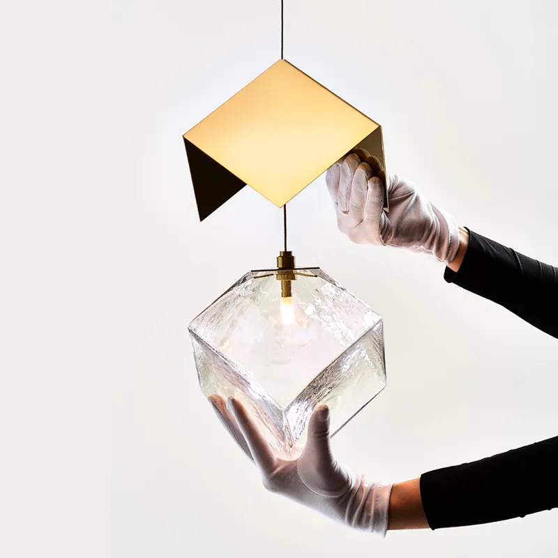 Crystal and Metal Cube Pendant | Pyrite